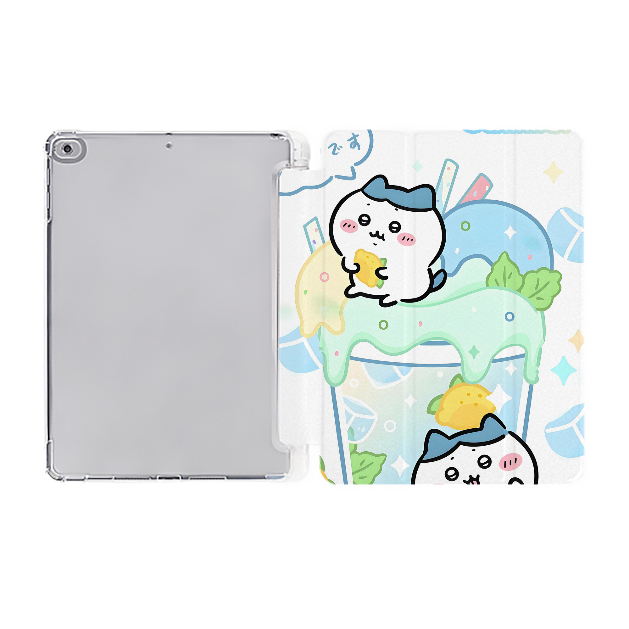 （画像用） ちいかわ Chii-kawa IPad ケース ペン収納付き 三つ折りスタンド PUレザー×シリコン 対応機種9.5/10.5/10.9インチ